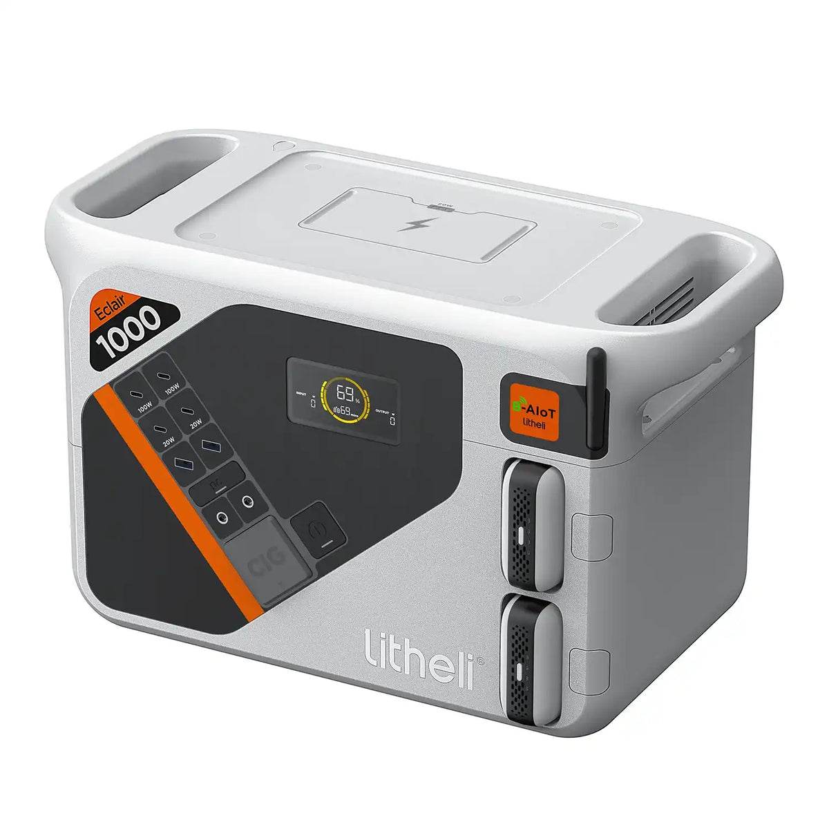 Compact lightweight portable power station with built in handle for RV van and outdoor travel