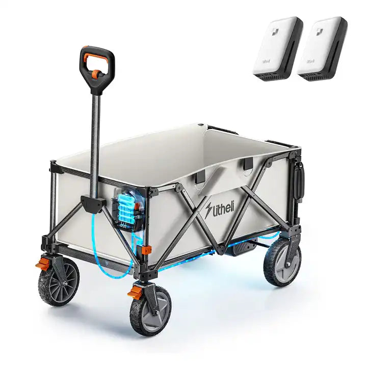 Litheli Electric Foldable Utility Camping Wagon with Power Bank
