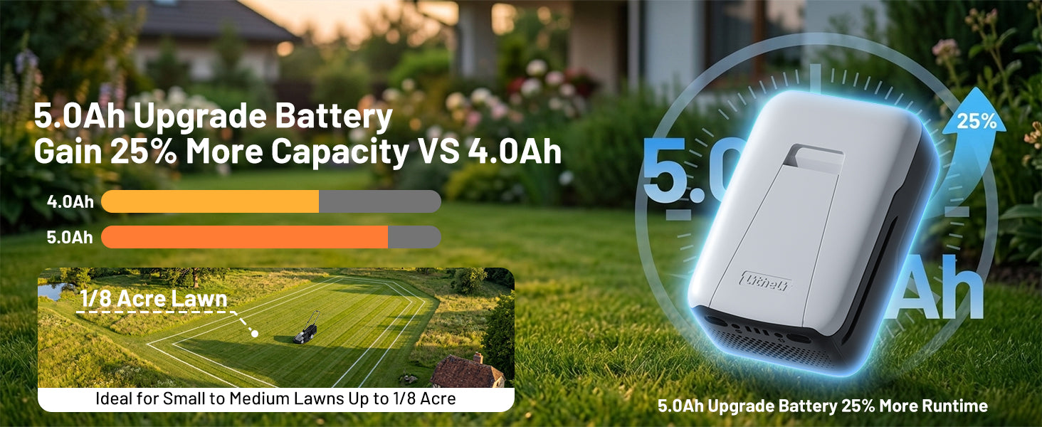 Litheli Electric Lawn Mower Cordless,Grass Cutter Machine for 3200 Sq. Ft, Lawnmower with Brushless Motor, 16.5 in Cutting Width, Cutting Height 1-2.5 in, 2 x 5.0 Ah Batteries & Charger