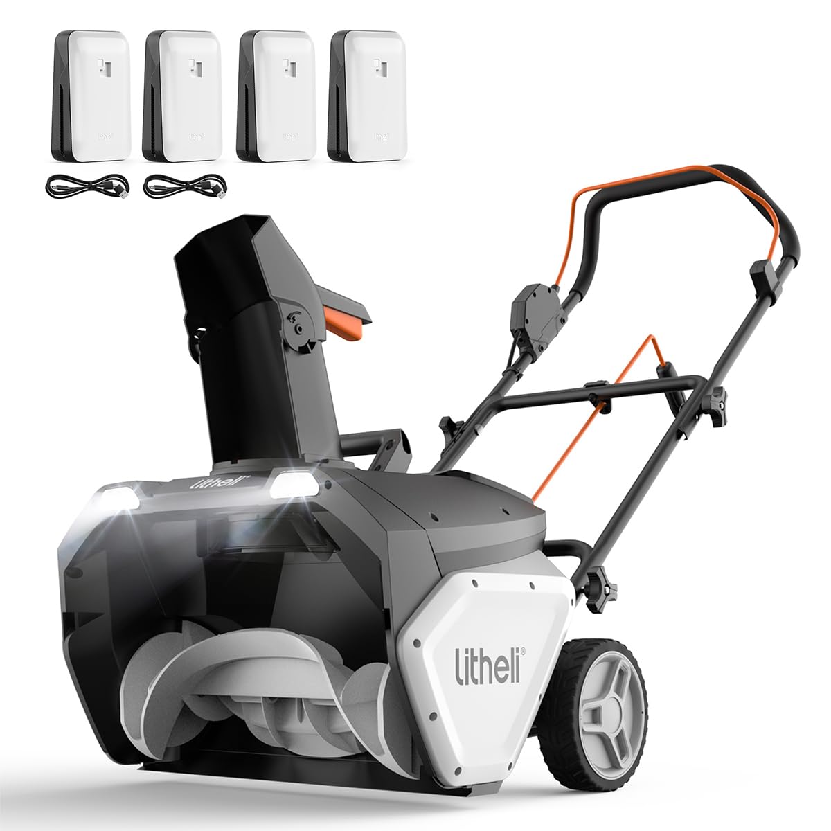 U20 2×20V 20" Brushless Cordless Snow Blower | 4x4.0Ah Batteries | 180° Chute, LED Headlights