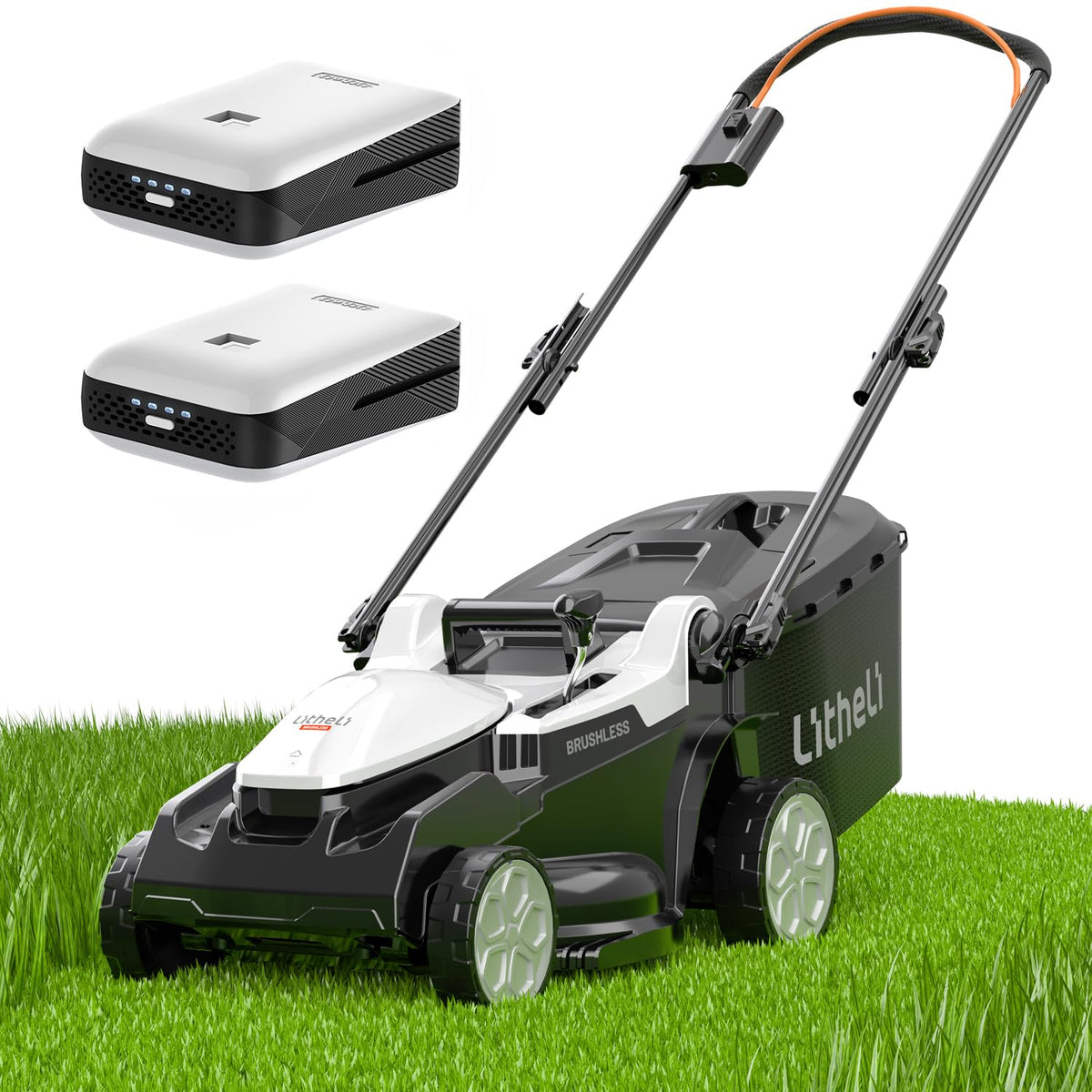 Litheli 16" Electric Lawn Mower Cordless, Brushless Lawnmower with 6-Height Adjust and 2 x 4.0Ah Batteries, for Garden and Yards