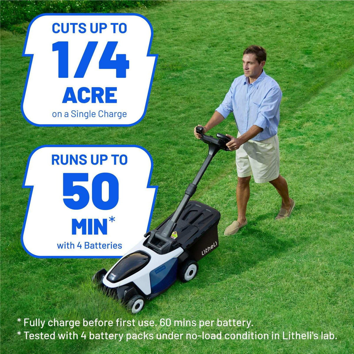 Litheli EASYSURGE™ 18.5" Lawn Mower | Includes 4 x 4.0Ah Ultra Batteries  | Effortlessly Tackle Lawns up to 12000 Sq. Ft.