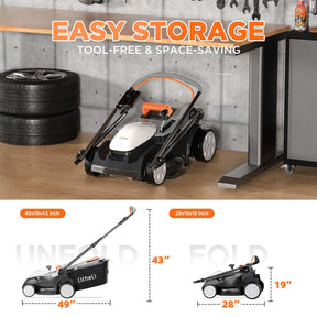 Handy+ U20 40V 16" Cordless Lawn Mower | Includes 2 x 4.0Ah SE Batteries | Effortlessly Tackle Lawns up to 2700 Sq. Ft.