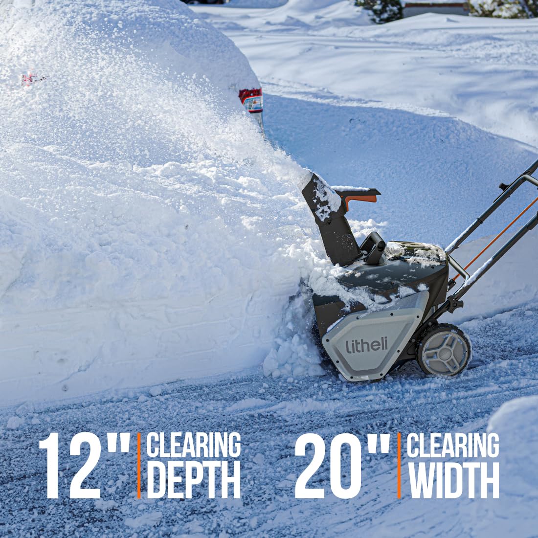 U20 2×20V 20" Brushless Cordless Snow Blower | 4x4.0Ah Batteries | 180° Chute, LED Headlights