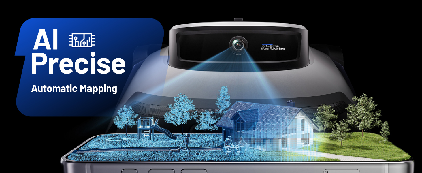 Litheli Robot Lawnmower FYELD 500, Robotic Lawnmower Without Boundary, 2-in-1 Mowing and Edge Trimming, 300+ AI Obstacle Avoidance