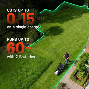 Litheli Electric Lawn Mower Cordless,Grass Cutter Machine for 3200 Sq. Ft, Lawnmower with Brushless Motor, 16.5 in Cutting Width, Cutting Height 1-2.5 in, 2 x 5.0 Ah Batteries & Charger