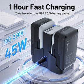 Litheli U20 4-in-1 Mix Smart Charger, 100W Fast Charging Station for All U20 Batteries, Versatile Portable Charger, 30-Minute Fast Dual Charging