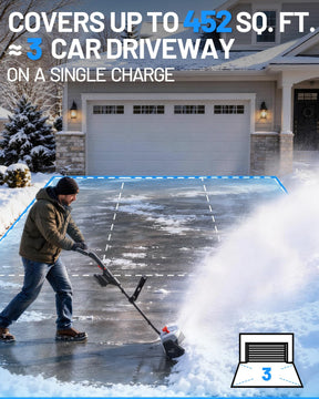 Litheli 13-Inch Cordless Electric Snow Shovel, Brushless Motor, 360° Full-Loop Handle, 20V 5.0Ah Battery & Charger Included