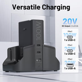 Litheli U20 4-in-1 Mix Smart Charger, 100W Fast Charging Station for All U20 Batteries, Versatile Portable Charger, 30-Minute Fast Dual Charging
