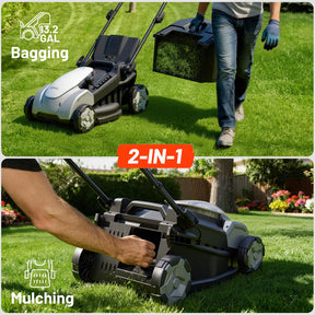Litheli Electric Lawn Mower Cordless,Grass Cutter Machine for 3200 Sq. Ft, Lawnmower with Brushless Motor, 16.5 in Cutting Width, Cutting Height 1-2.5 in, 2 x 5.0 Ah Batteries & Charger
