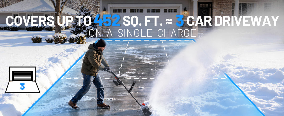 Litheli 13-Inch Cordless Electric Snow Shovel, Brushless Motor, 360° Full-Loop Handle, 20V 5.0Ah Battery & Charger Included