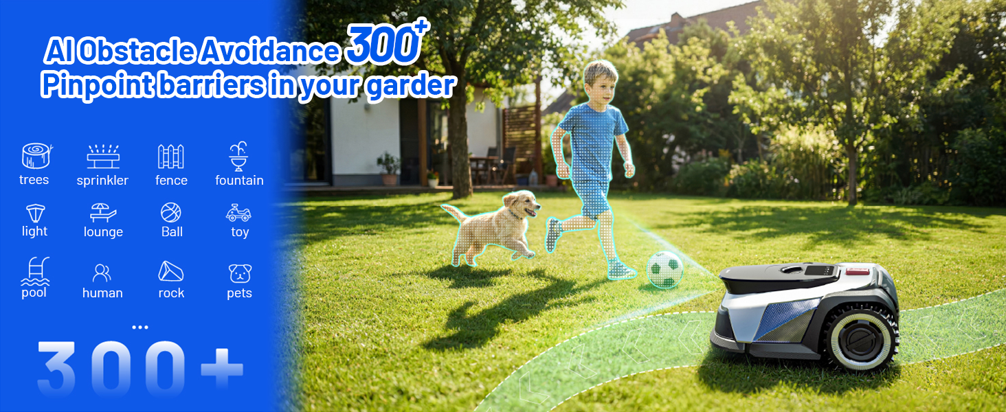 Litheli Robot Lawnmower FYELD 500, Robotic Lawnmower Without Boundary, 2-in-1 Mowing and Edge Trimming, 300+ AI Obstacle Avoidance