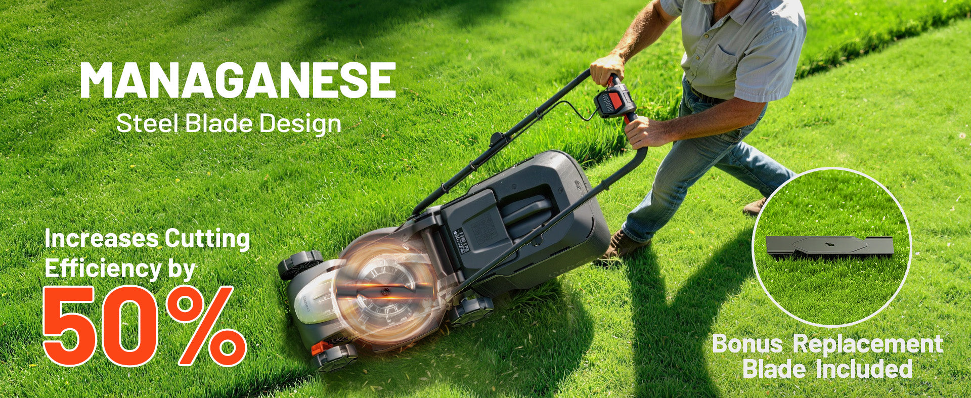 Litheli 14 Inch Cordless Lawn Mower, Brushless Battery Powered Push Mower with 2x5.0Ah Batteries, 5-Position Height, 9-Gallon Bag, Lightweight Grass Cutter for Garden Yard Farm