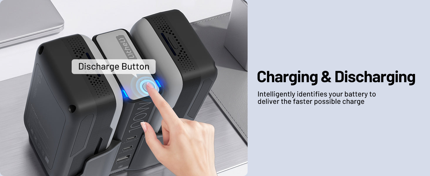 Litheli U20 4-in-1 Mix Smart Charger, 100W Fast Charging Station for All U20 Batteries, Versatile Portable Charger, 30-Minute Fast Dual Charging