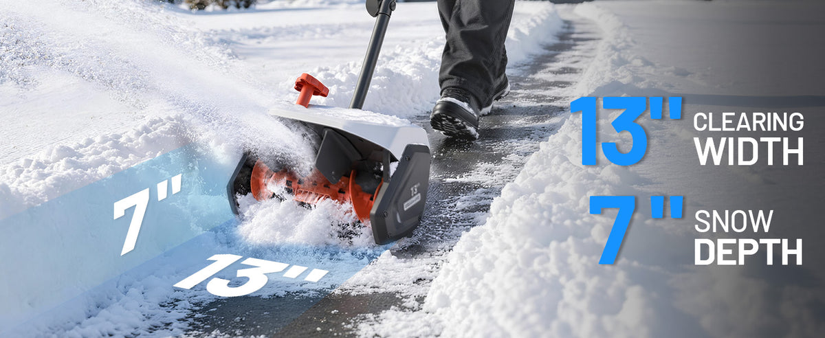 Litheli 13-Inch Cordless Electric Snow Shovel, Brushless Motor, 360° Full-Loop Handle, 20V 5.0Ah Battery & Charger Included