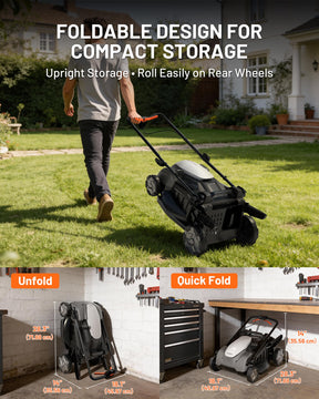 Litheli 40V 18" Cordless Lawn Mower, Brushless Motor, Electric Mower Battery Powered(2 x 5.0Ah Batteries), 2-in-1 Mulching & Bagging, for Small to Medium Yards