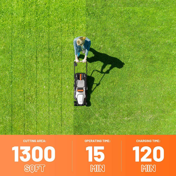 Handy+ U20 20V 13" Cordless Lawn Mower | Includes 1 x 4.0Ah SE Battery | Effortlessly Tackle Lawns up to 1300 Sq. Ft.