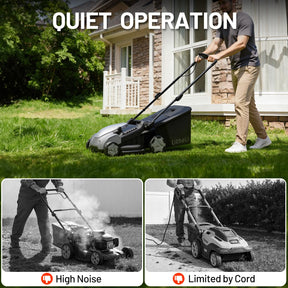 Litheli Electric Lawn Mower Cordless,Grass Cutter Machine for 3200 Sq. Ft, Lawnmower with Brushless Motor, 16.5 in Cutting Width, Cutting Height 1-2.5 in, 2 x 5.0 Ah Batteries & Charger
