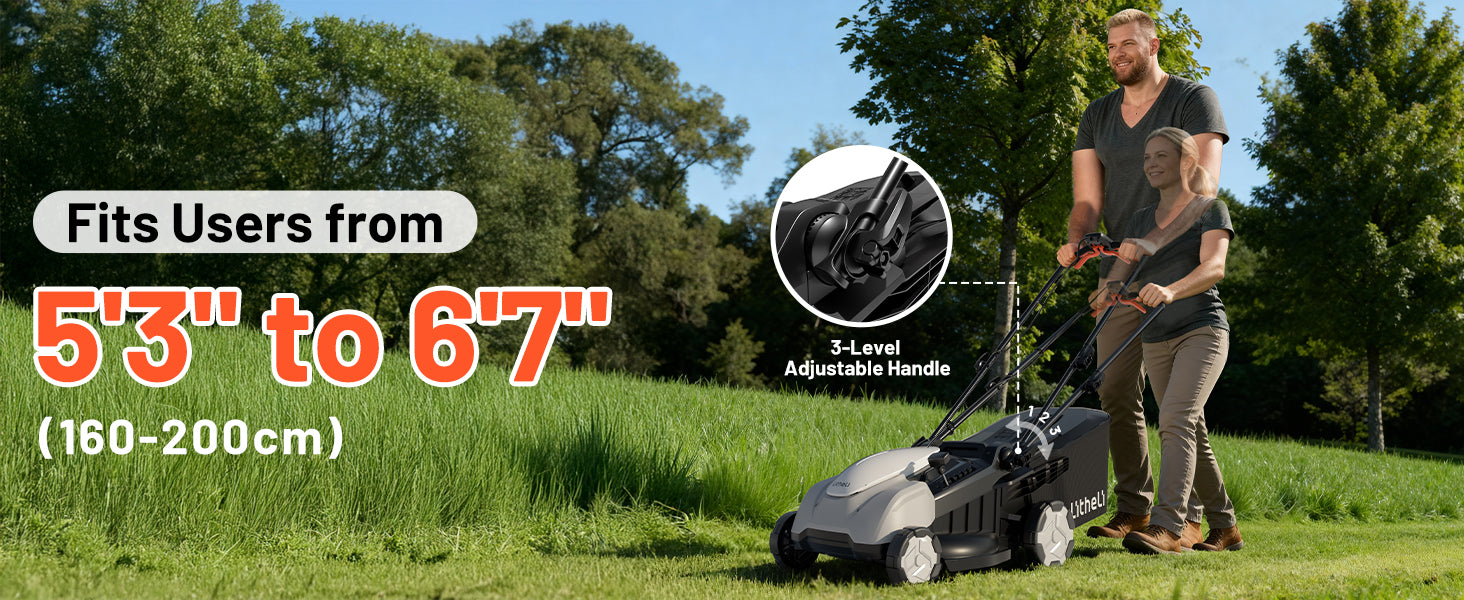 Litheli 40V 18" Cordless Lawn Mower, Brushless Motor, Electric Mower Battery Powered(2 x 5.0Ah Batteries), 2-in-1 Mulching & Bagging, for Small to Medium Yards