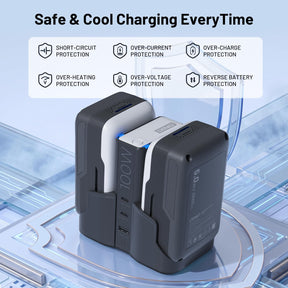 Litheli U20 4-in-1 Mix Smart Charger, 100W Fast Charging Station for All U20 Batteries, Versatile Portable Charger, 30-Minute Fast Dual Charging