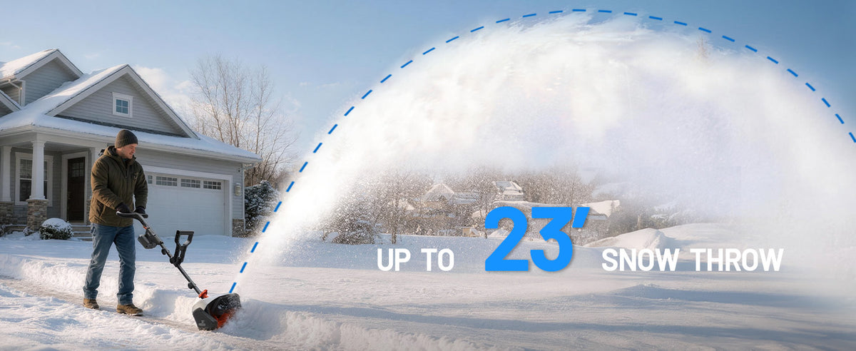 Litheli 13-Inch Cordless Electric Snow Shovel, Brushless Motor, 360° Full-Loop Handle, 20V 5.0Ah Battery & Charger Included