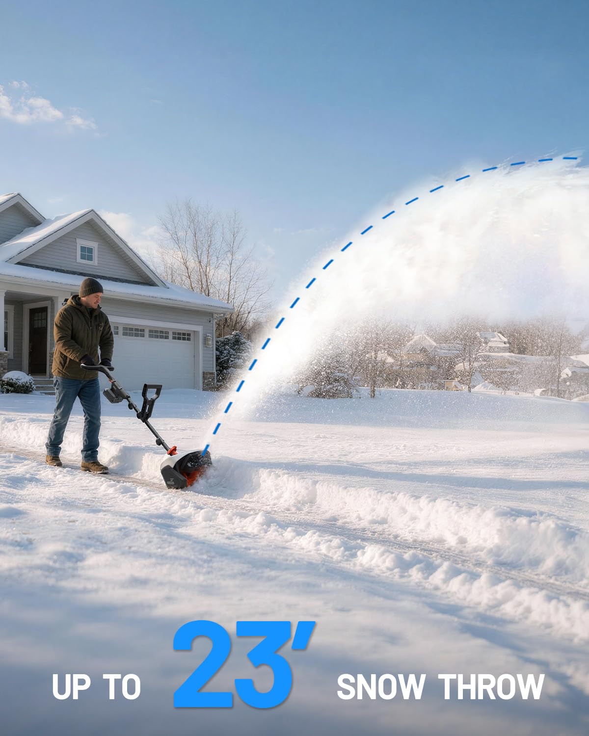 Litheli 13-Inch Cordless Electric Snow Shovel, Brushless Motor, 360° Full-Loop Handle, 20V 5.0Ah Battery & Charger Included