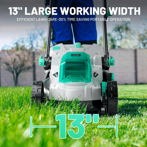 Litheli 20V 13" Cordless Lawn Mower, Electric Lawn Mowers for Garden, Yard and Farm, 5 Heights, with Brushless Motor, 4.0Ah Battery & Charger Included