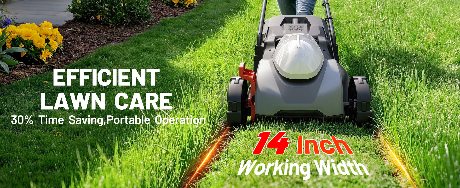 Litheli 14 Inch Cordless Lawn Mower, Brushless Battery Powered Push Mower with 2x5.0Ah Batteries, 5-Position Height, 9-Gallon Bag, Lightweight Grass Cutter for Garden Yard Farm