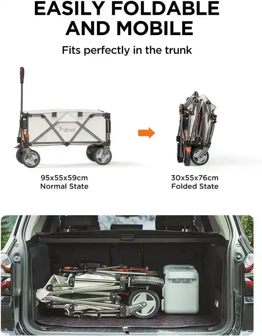 Litheli V140i Beige : The Ultimate Electric Camping Wagon with Power Bank(1 battery)