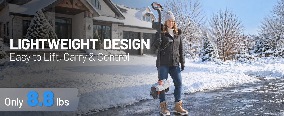 Litheli 13-Inch Cordless Electric Snow Shovel, Brushless Motor, 360° Full-Loop Handle, 20V 5.0Ah Battery & Charger Included