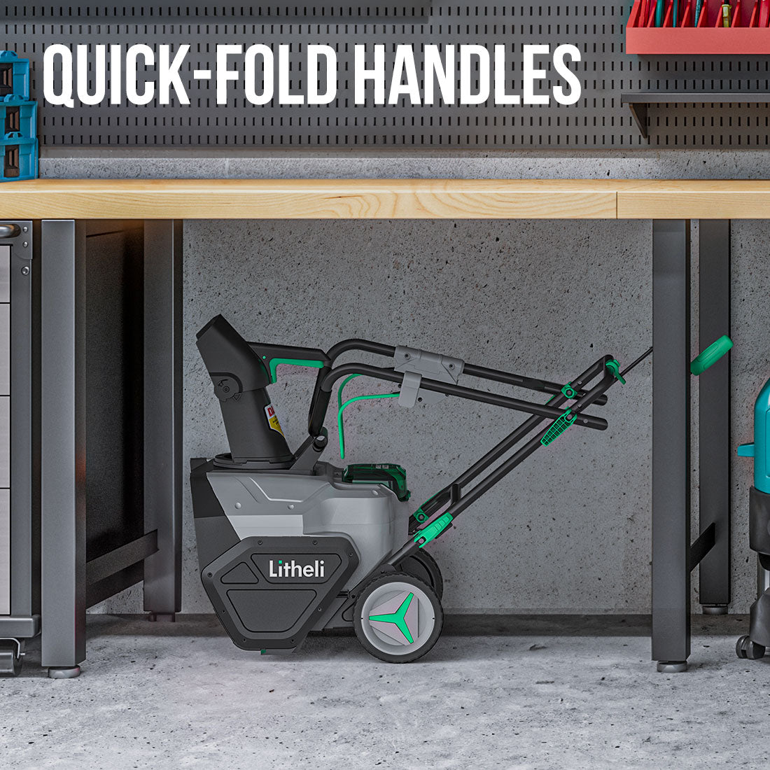 Litheli 2x20V Cordless Snow Blower, 20'' Brushless Electric Snow Thrower with Wheels, 180° Adjustable Chute, LED Lights, Battery & Charger Included, Heavy Duty for Driveway Patio