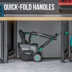 Litheli 2x20V Cordless Snow Blower, 20'' Brushless Electric Snow Thrower with Wheels, 180° Adjustable Chute, LED Lights, Battery & Charger Included, Heavy Duty for Driveway Patio