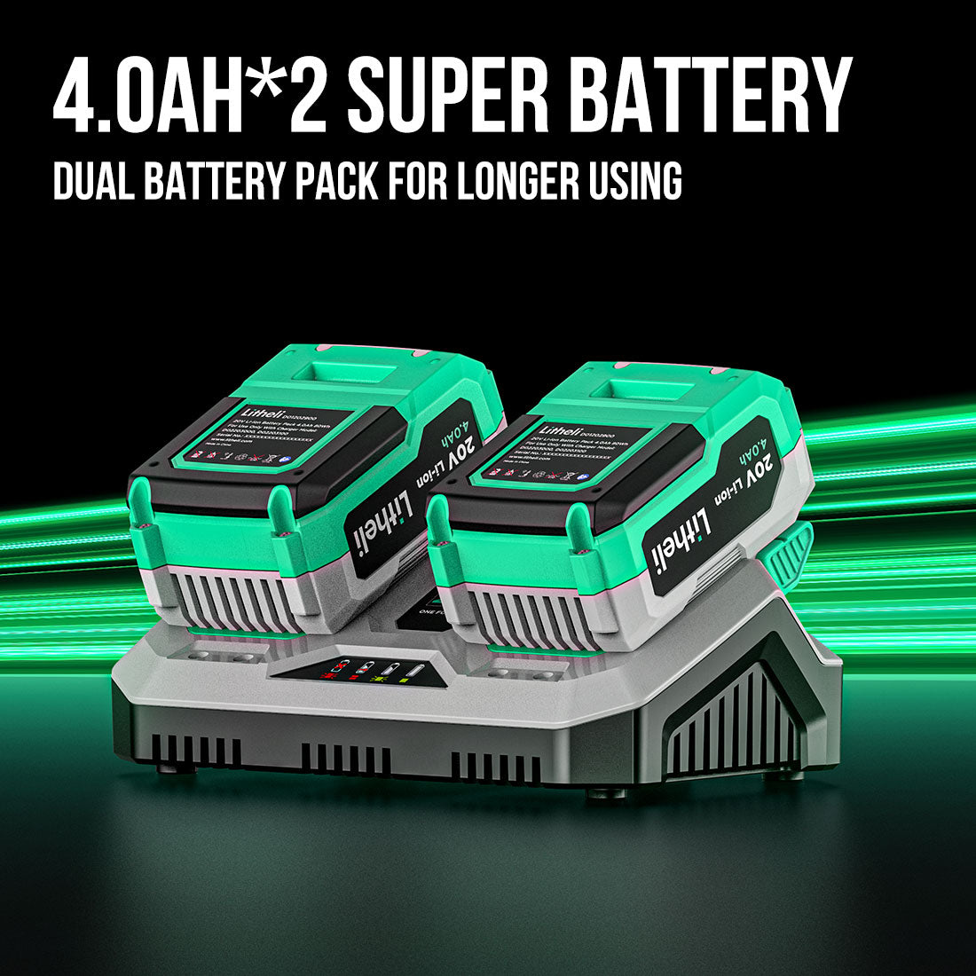 Litheli 2x20V Cordless Snow Blower, 20'' Brushless Electric Snow Thrower with Wheels, 180° Adjustable Chute, LED Lights, Battery & Charger Included, Heavy Duty for Driveway Patio