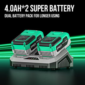 Litheli 2x20V Cordless Snow Blower, 20'' Brushless Electric Snow Thrower with Wheels, 180° Adjustable Chute, LED Lights, Battery & Charger Included, Heavy Duty for Driveway Patio