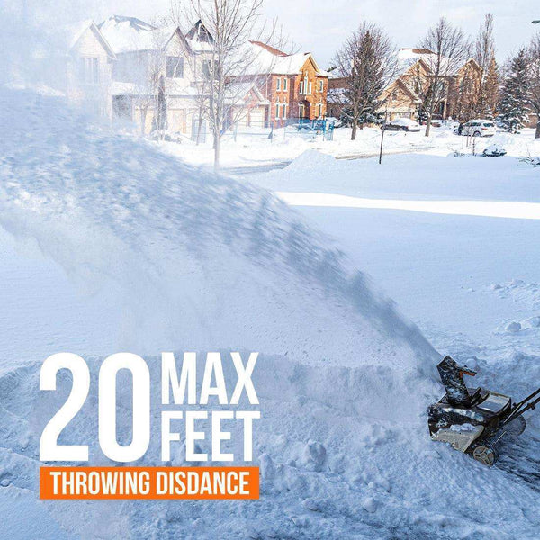 U20 2×20V 20" Brushless Cordless Snow Blower |Includes 2x4.0Ah Batteries | 180° Chute, LED Headlights