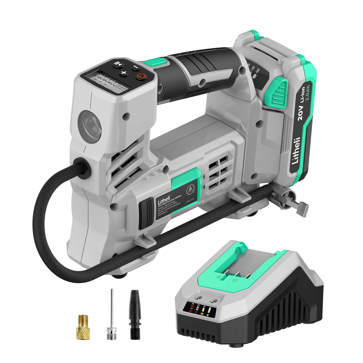 Litheli 20V Cordless Multi-function Inflator + 2.0Ah Battery & Charger