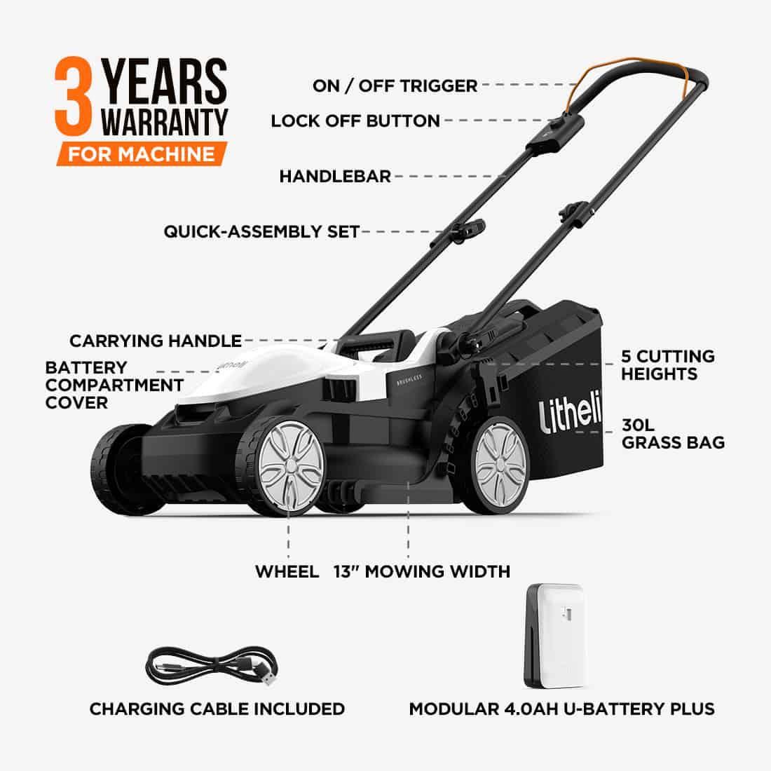 Litheli U20 20V Cordless Brushless Lawn Mower